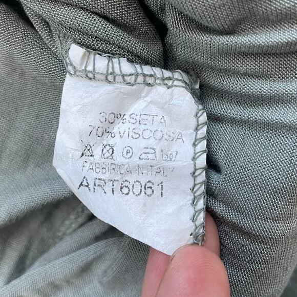 Laura Moretti Silk Sheer Maxi Dress Size M Olive Green Beachy Flowy Italy NWT - Picture 9 of 9